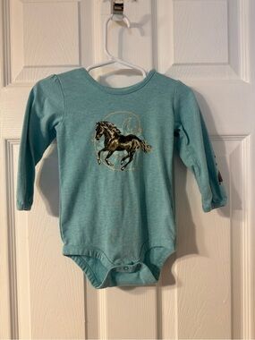 Carhartt Teal Long-Sleeve Horse Graphic One-Piece Bodysuit